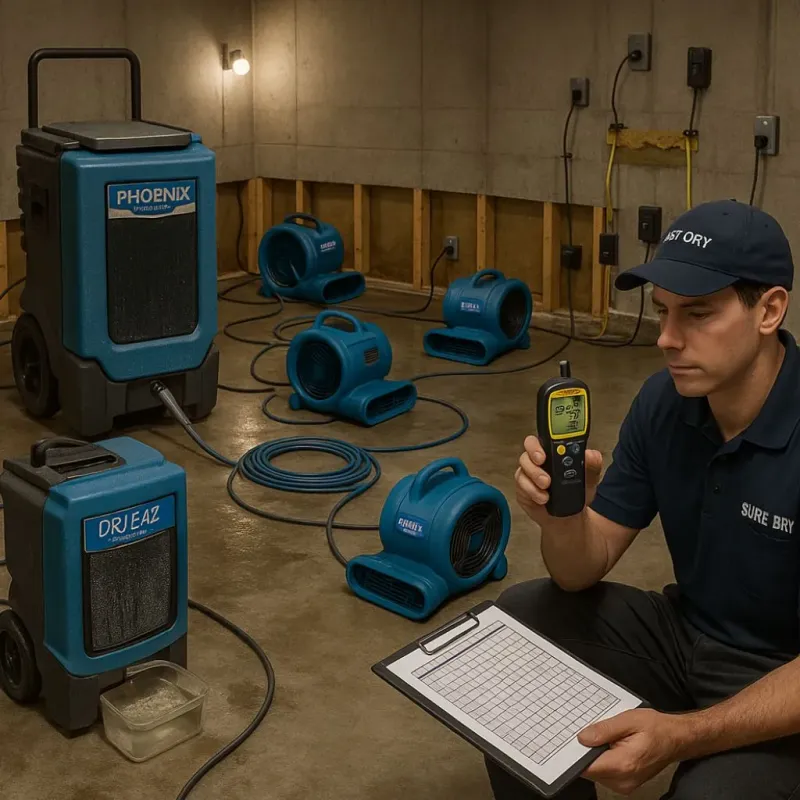 Structural Drying and Dehumidification process in Tullytown, PA